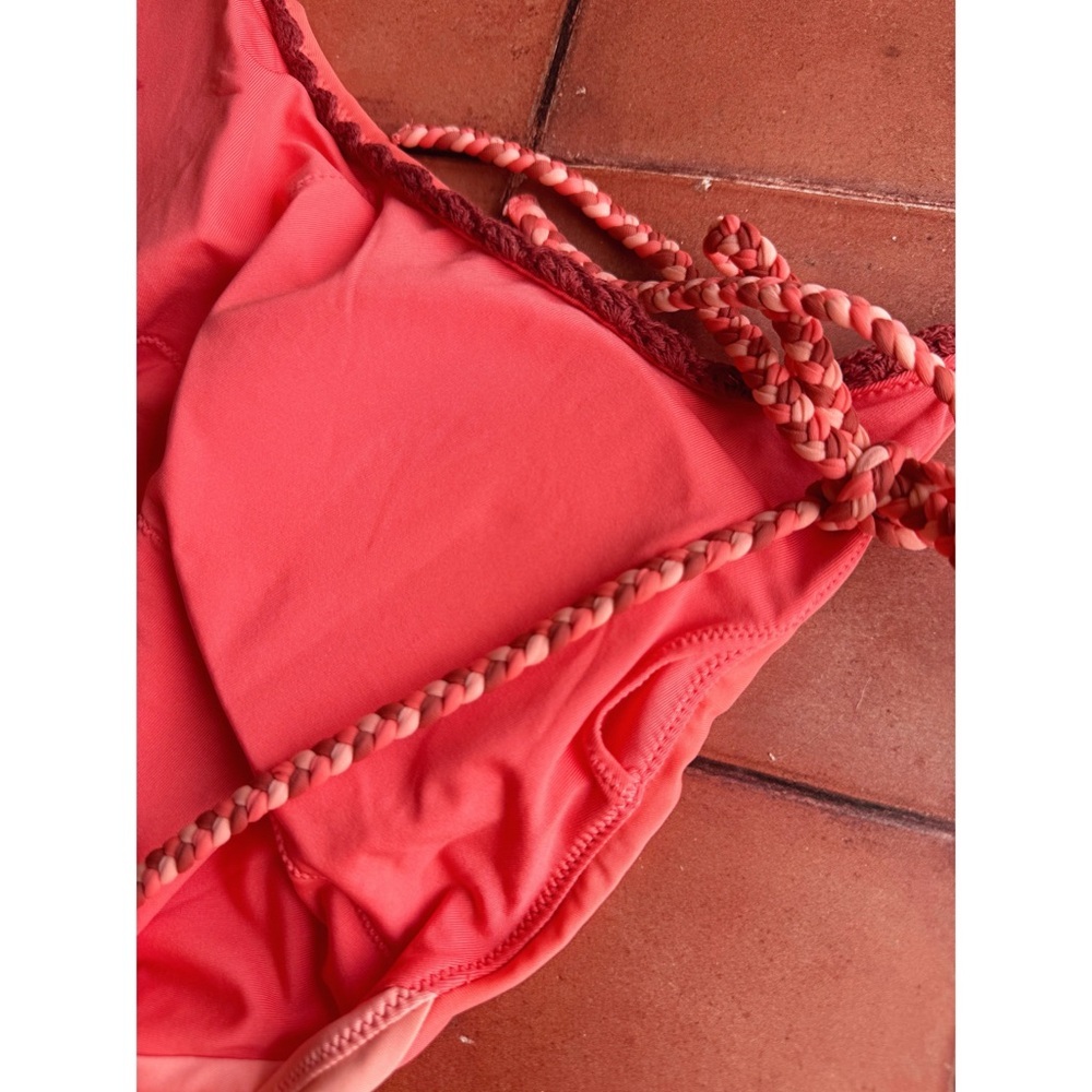 aerie Coral Red One-Piece Swimsuit with Braided Ties - Picture 4 of 6